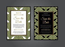 Green Art Deco Gatsby Invitation Design vector