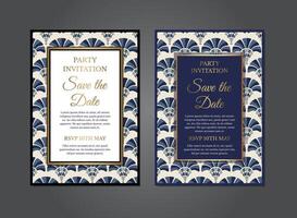 Blue Oldschool Art Deco Gatsby Invitation Design vector