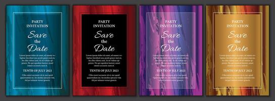 Colorful Party Invitation Background Set. Elegant Frame Collection vector