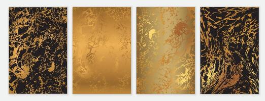 Elegant Luxurious Marble Background Set with Gold and Black Color and Luxury Texture vector