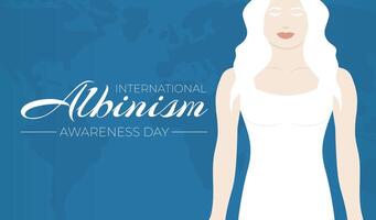 internacional albinismo conciencia día azul antecedentes ilustración con blanco niña vector