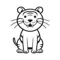 Tiger black and white cartoon character design collection. White background. Pets, Animals. vector