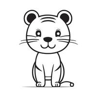 Tiger black and white cartoon character design collection. White background. Pets, Animals. vector