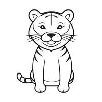 Tiger black and white cartoon character design collection. White background. Pets, Animals. vector