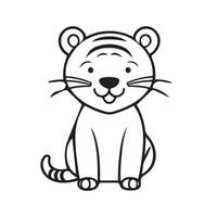 Tiger black and white cartoon character design collection. White background. Pets, Animals. vector