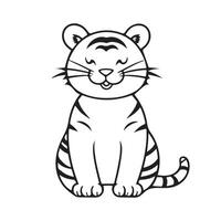 Tiger black and white cartoon character design collection. White background. Pets, Animals. vector