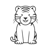 Tiger black and white cartoon character design collection. White background. Pets, Animals. vector