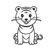 Tiger black and white cartoon character design collection. White background. Pets, Animals. vector