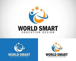 world smart logo creative education success star reaching design concept vector