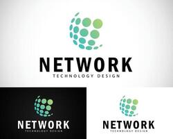 global technology logo creative design concept modern pixel digital networking vector