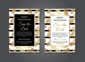 Feather Elegant Gold Invitation Design vector