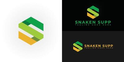 Abstract initial hexagon letter S or SS logo in green-yellow color isolated on multiple background colors. The logo is suitable for health and longevity company logo design inspiration templates. vector