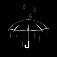 Umbrella and rain in line art technique vector