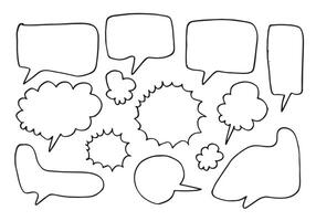 Set of hand drawn sketch Speech bubbles. vector