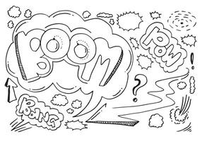 Hand drawn comic doodles on white background. vector