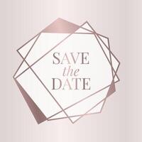 Rose Gold Save the Date Polygonal Background Border Frame Design vector