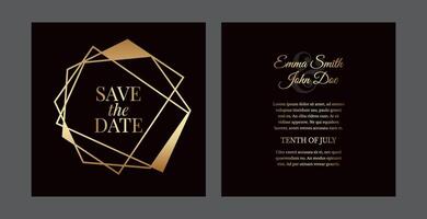 elegante triangular salvar el fecha negro poligonal invitación diseño vector