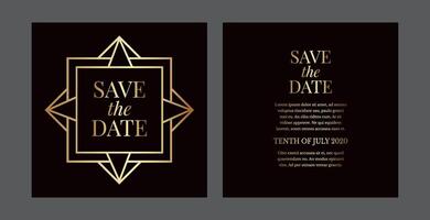 elegante salvar el fecha negro invitación diseño vector