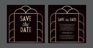 Gatsby Art Deco Save the Date Wedding Border Invitation Design vector