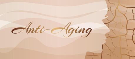 Anti-Aging Background Illustration with Woman's Face and Abstract Skin Texture vector