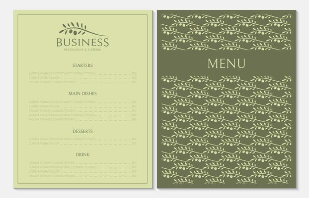 Nice Italian Menu Card Design for Restaurant with Olive Logo