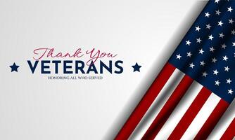 Thank you veterans, November 11, honoring all who served, American flags background illustration vector
