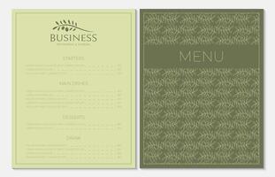 Italian Menu Card Template for Restaurants with Olive Logo vector