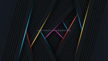 Luxury black abstract dimension background with colorful light vector