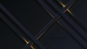 Abstract black background with diagonal golden lines vector