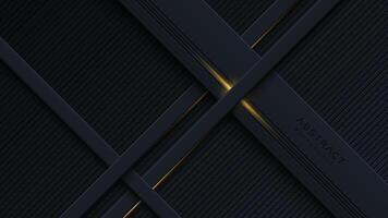 Abstract black background with diagonal golden lines vector