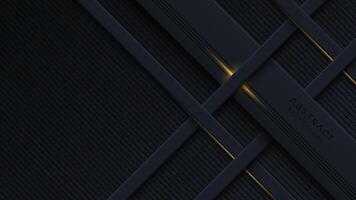 Abstract black background with diagonal golden lines vector