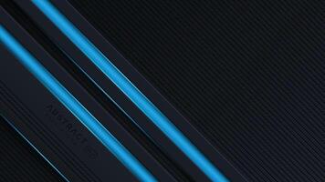 Black abstract diagonal overlap layers background with blue light decoration vector