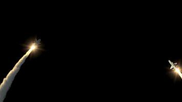 míssil lançamento às noite. video