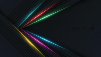 Luxury black abstract dimension background with colorful light vector