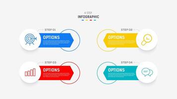 Four Step Infographic element design template for presentation. process diagram and presentations step, workflow layout, banner, flow chart, info graphic illustration. vector