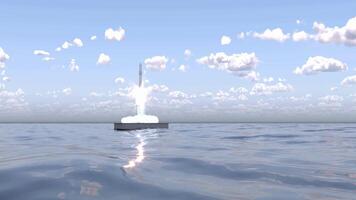 Spaceship takes off into the night sky on a mission. Rocket starts into space concept. video