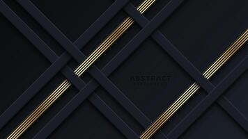 Abstract black background with diagonal golden lines vector