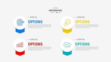 Four Step Infographic element design template for presentation. process diagram and presentations step, workflow layout, banner, flow chart, info graphic illustration. vector