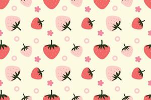 Strawberry pink cute illustration pattern background vector