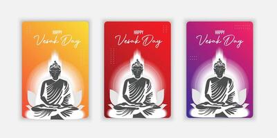 Vesak Day Creative Concept for Card or Banner. Vesak Day is a holy day for Buddhists. Happy Buddha Day with Siddhartha Gautama Statue Design vector