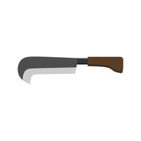 billhook flat design illustration isolated on white background. This cutting tool is used widely in agriculture and forestry for cutting woody material such as shrubs, small trees and branch. vector