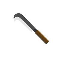 billhook flat design illustration isolated on white background. This cutting tool is used widely in agriculture and forestry for cutting woody material such as shrubs, small trees and branch. vector