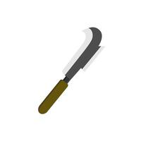 billhook flat design illustration isolated on white background. This cutting tool is used widely in agriculture and forestry for cutting woody material such as shrubs, small trees and branch. vector