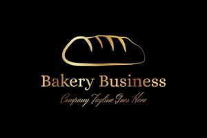 Gold Bakery Logo with Bread Loaf Illustration vector