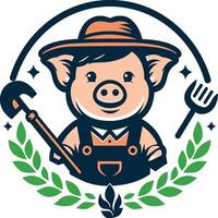 cerdo agricultores logo vector