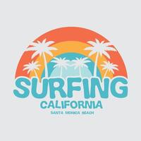 California surfing beach Illustration typography for t shirt, poster, logo, sticker, or apparel merchandise vector