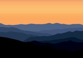 paisaje naturaleza panorama en el puesta de sol. ilustración en plano estilo. vector