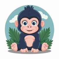 flat Cartoon funny gorilla on white background vector