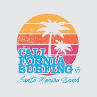 California surfing beach Illustration typography for t shirt, poster, logo, sticker, or apparel merchandise vector