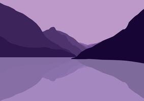 Mountains in lakes. Illustration in flat style. vector